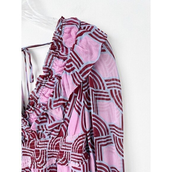 NWT Anthropologie The Odetta Ruffled Maxi Dress XXS V-Neck $198 Purple Lavender - Picture 7 of 10